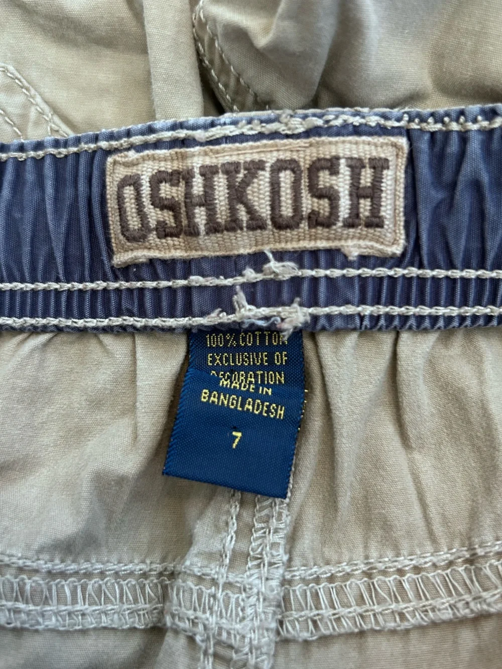 Oshkosh 100% Cotton Kids Khaki Cargo Shorts Size 7 Youth